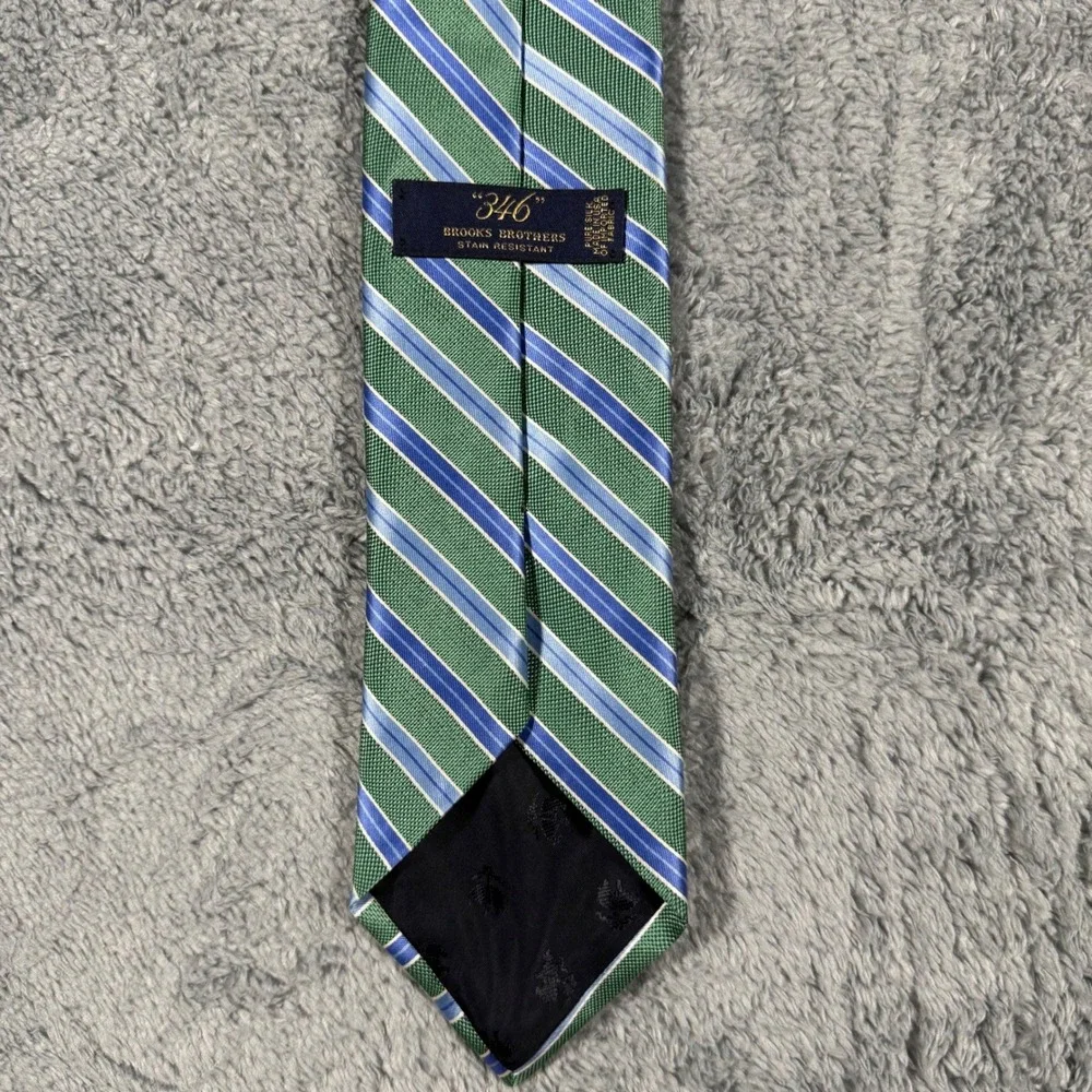 Brooks Brothers Multicolor‎ Striped 100% Silk Green Made in USA Old Money